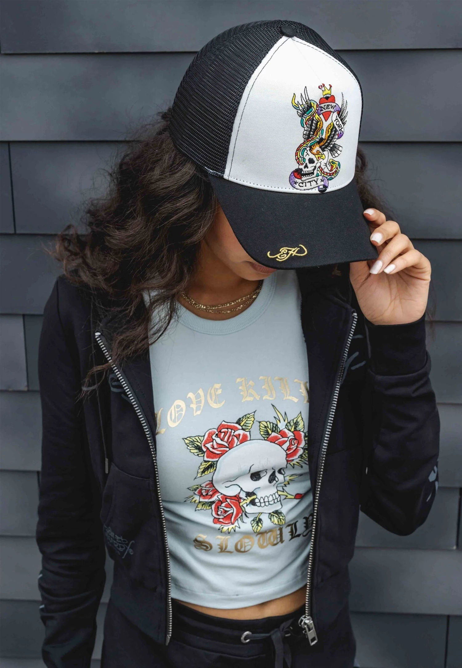 Ed Hardy TWILL FRONT MESH TRUCKER - Pet 4 Ed Hardy TWILL FRONT MESH TRUCKER - Pet - Afbeelding 2