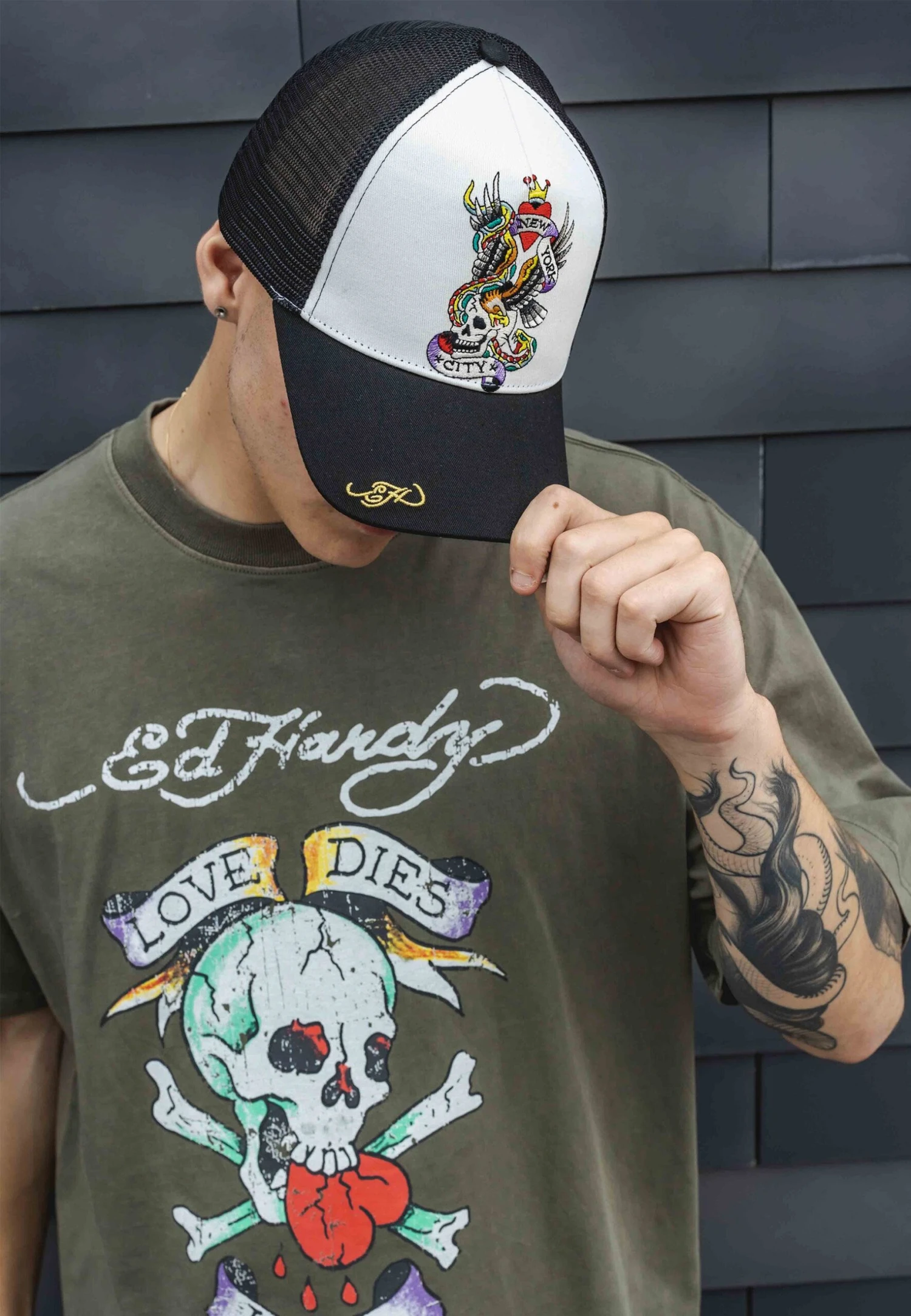 Ed Hardy TWILL FRONT MESH TRUCKER - Pet 6 Ed Hardy TWILL FRONT MESH TRUCKER - Pet - Afbeelding 4